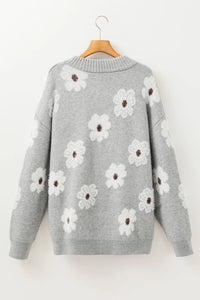 Addison Embroidered Half Zip Sweater in Curvy