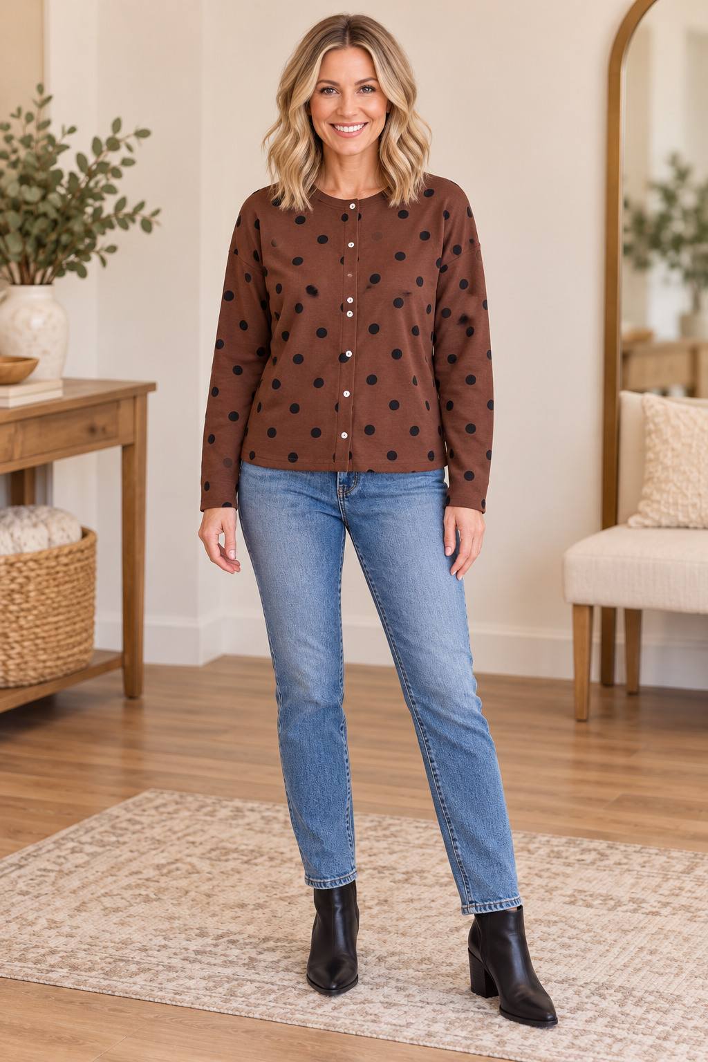 Agatha Polka Dot Cropped Cardigan