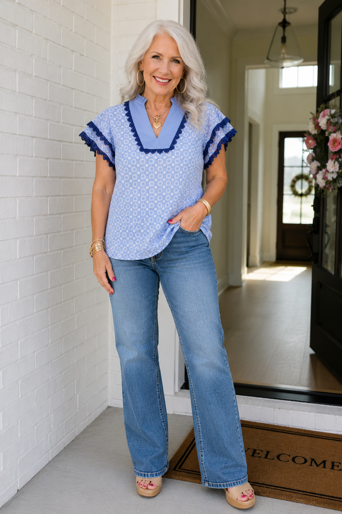 Celeste Eyelet Top