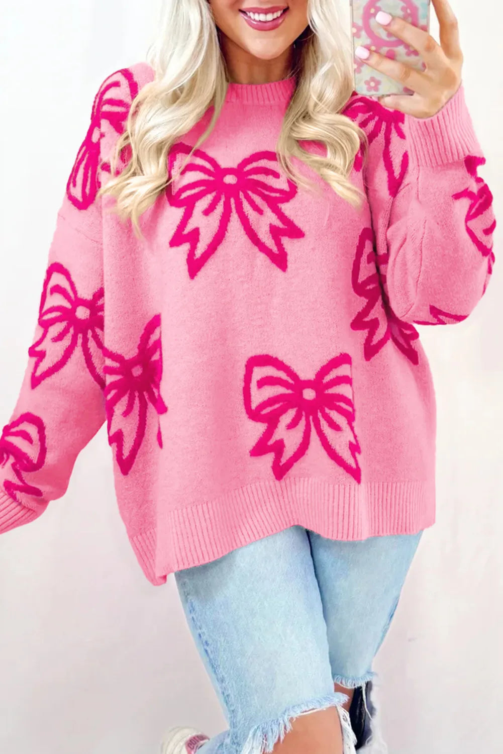 Allison Pink Bow Sweater