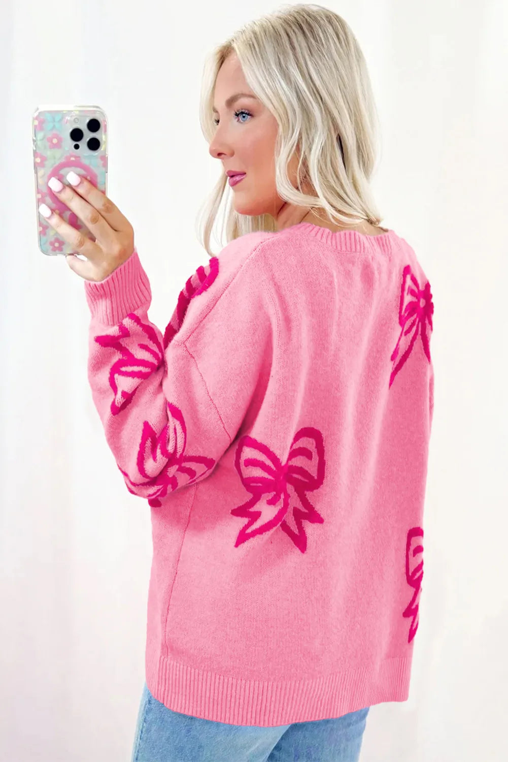 Allison Pink Bow Sweater