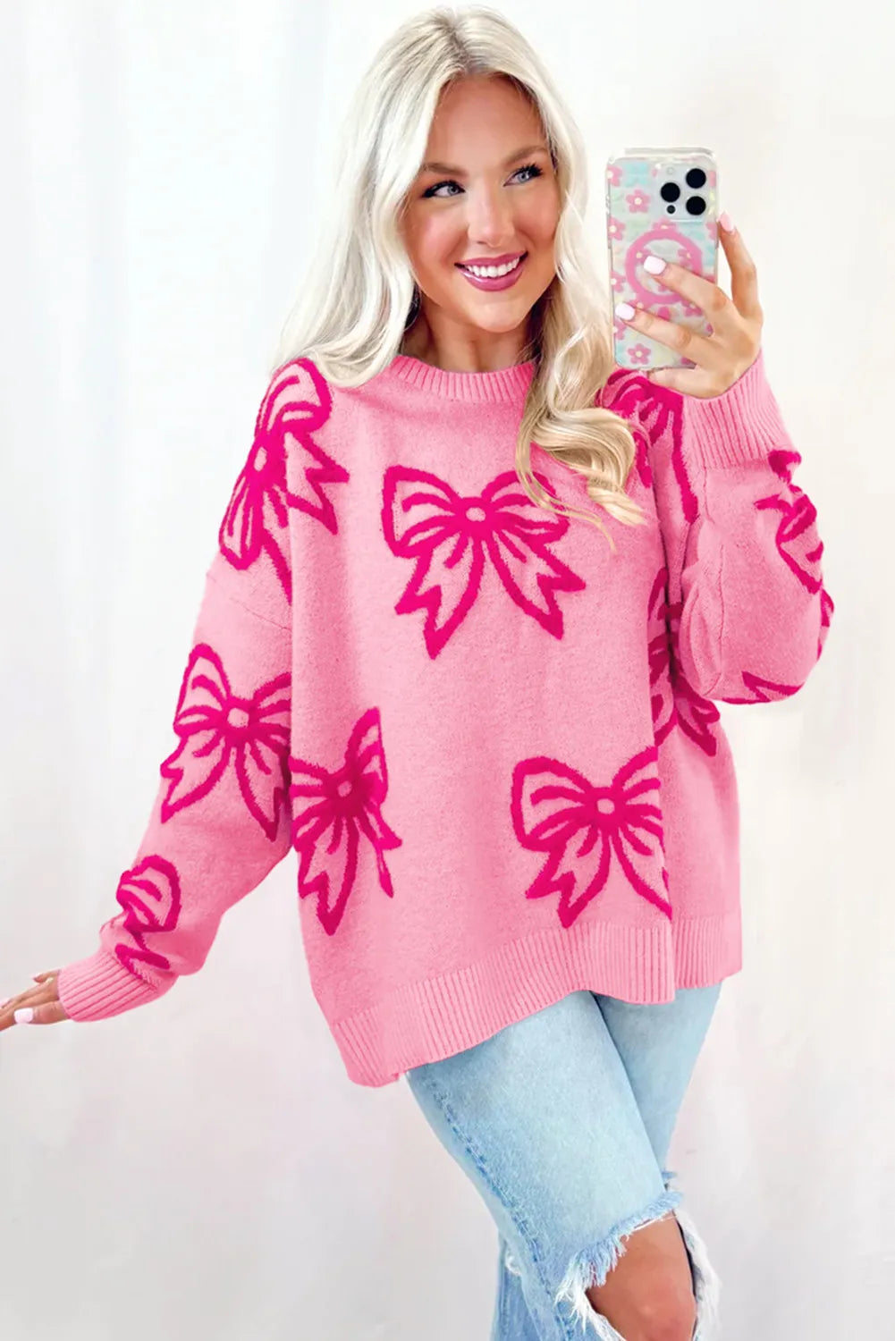 Allison Pink Bow Sweater