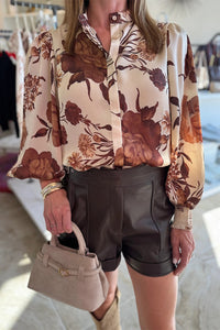 Amaris Brown Floral Print Blouse
