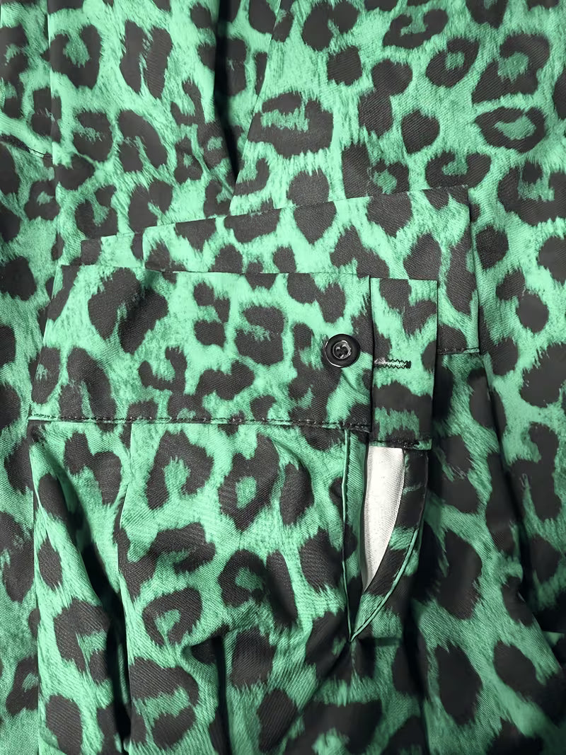 Millie Green Leopard Blouse in Curvy