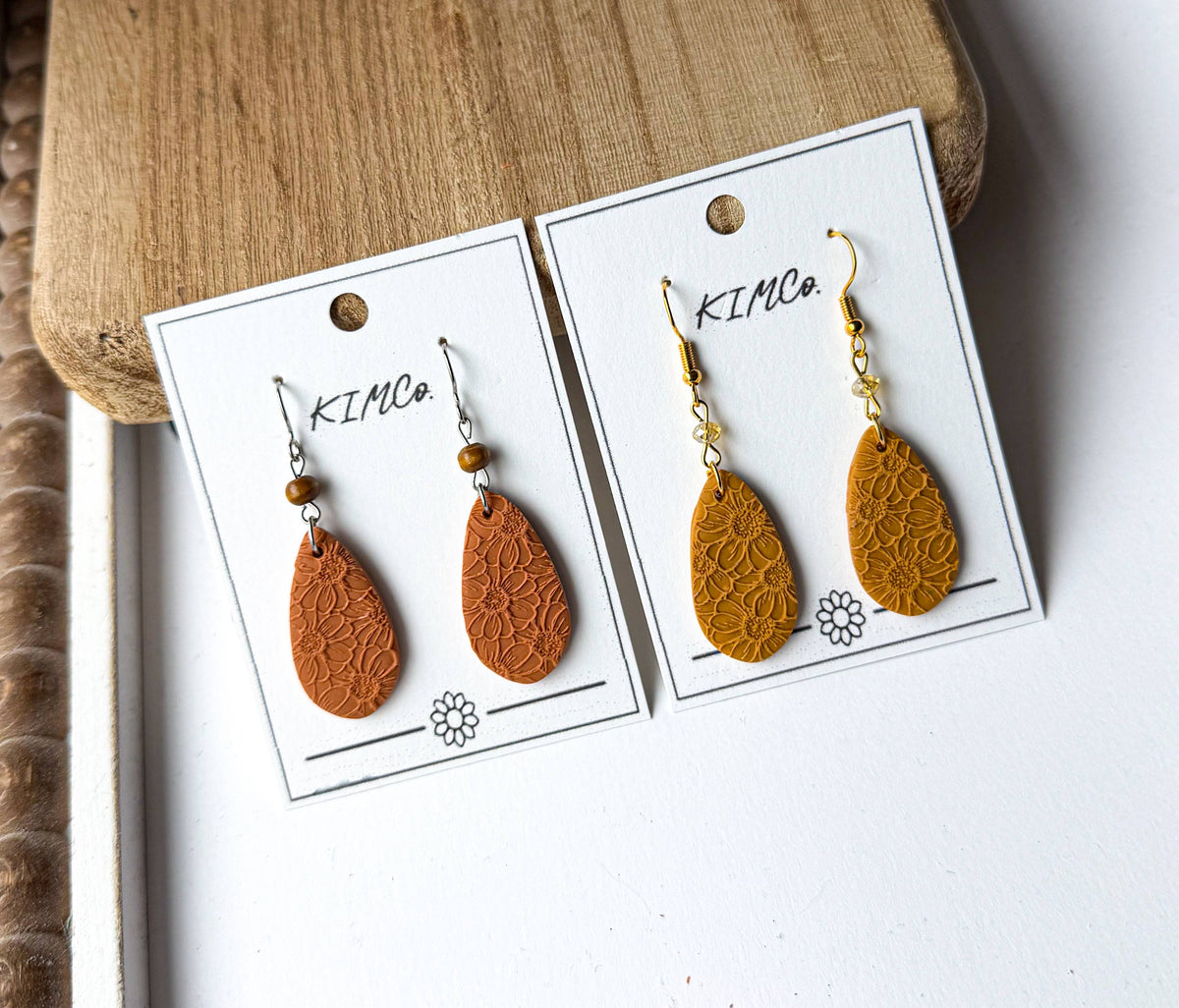 Flower Field Embossed Teardrop Earrings