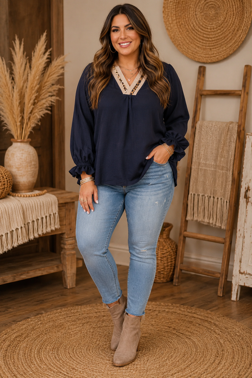 Beckham Leopard Blouse in Curvy