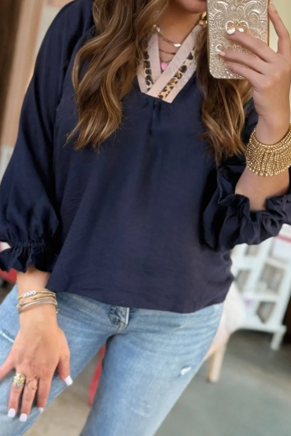 Beckham Leopard Blouse in Curvy
