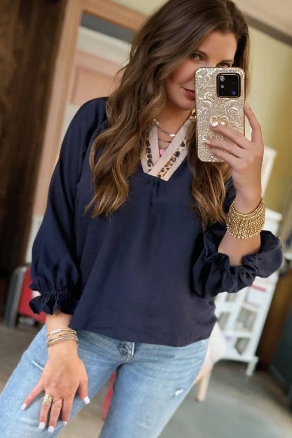 Beckham Leopard Blouse in Curvy