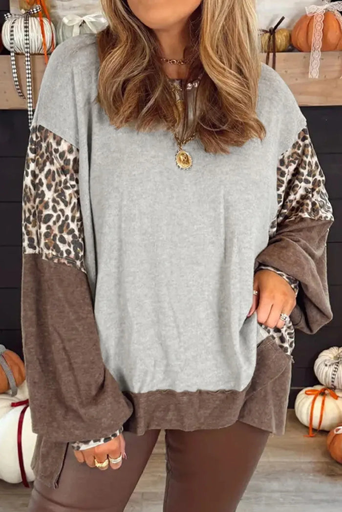 Birdie Leopard Patchwork Sweatshirt