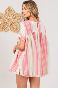 Birdie Stripe w/Floral Contrast Top