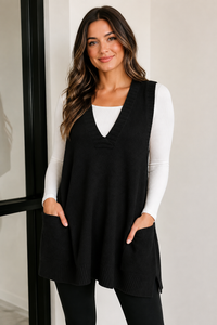Black Static Sweater Vest Curvy