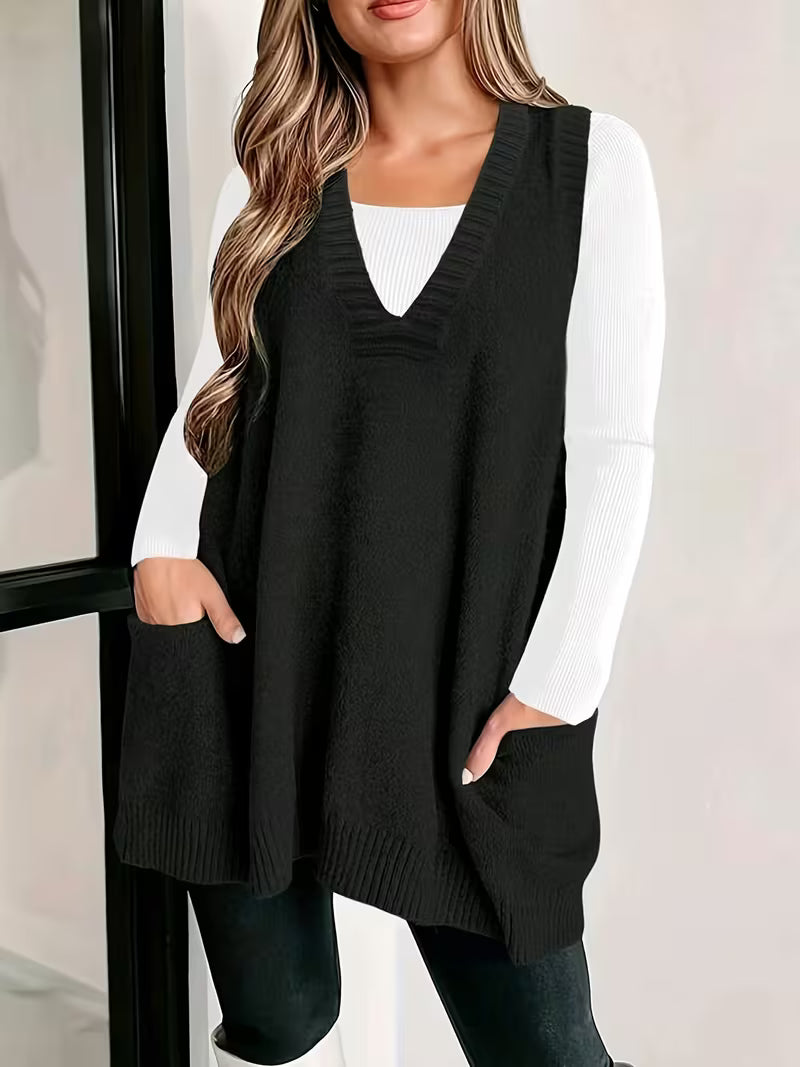 Black Static Sweater Vest Curvy
