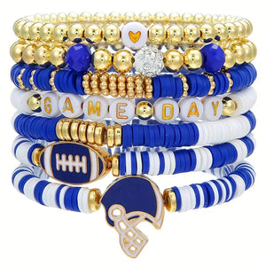 Blue and White Game Day Bracelet Set