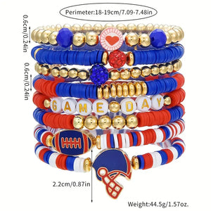 Blue and White Game Day Bracelet Set