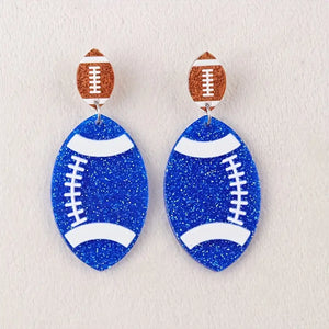 Blue Football Earrings