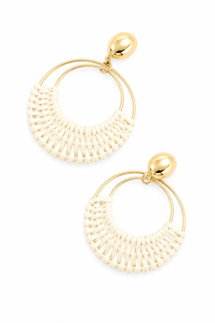 Boho Raffia Hoop Drop Earrings