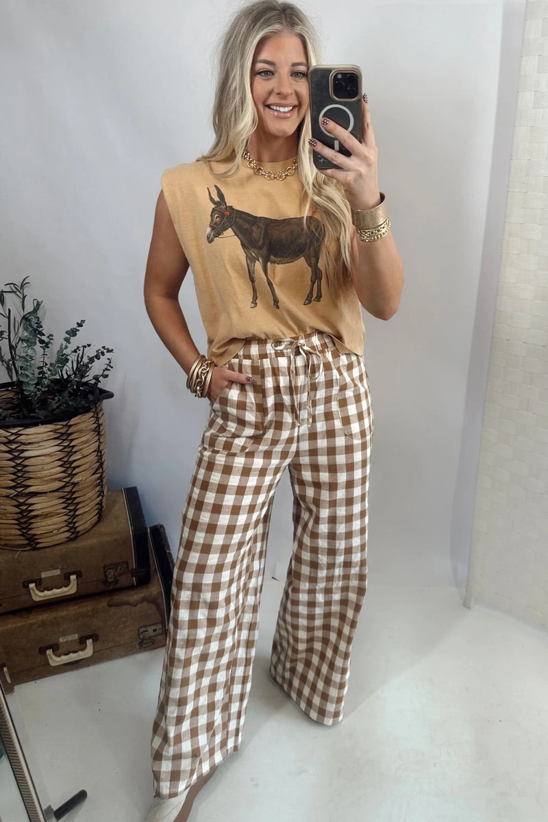 Candace Brown Gingham Pants – Jones Burch