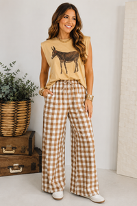 Candace Brown Gingham Pants