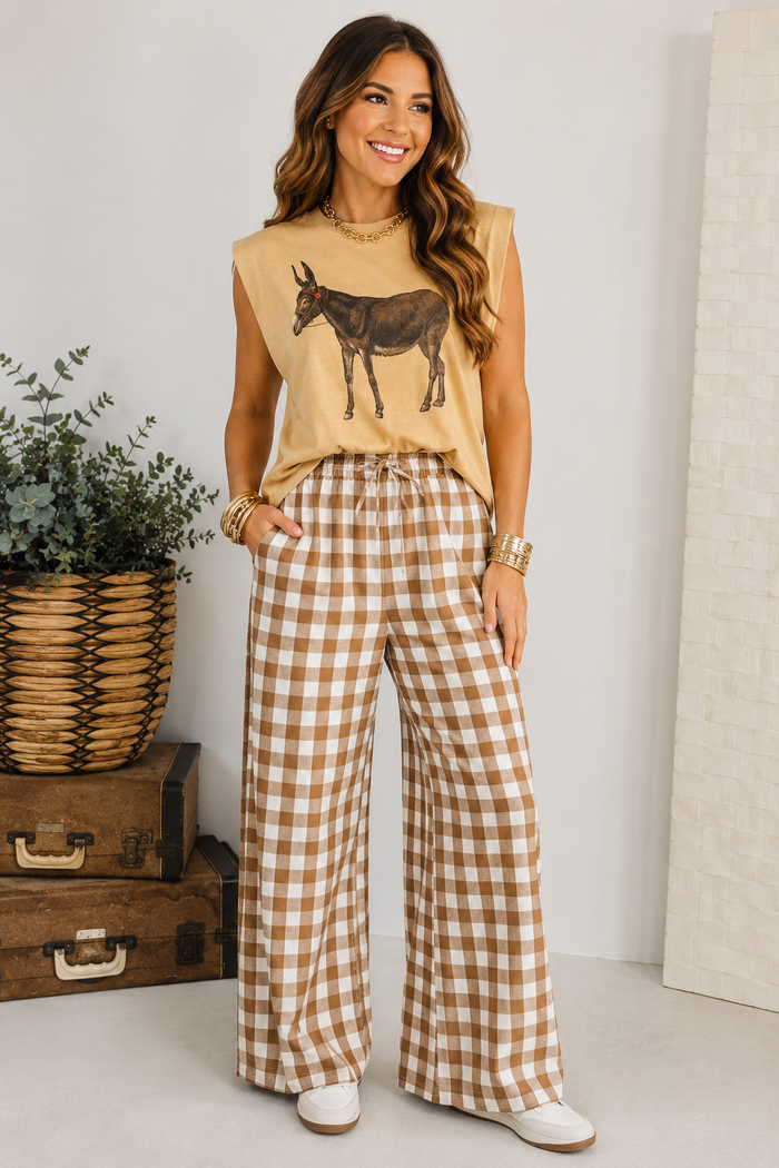 Candace Brown Gingham Pants
