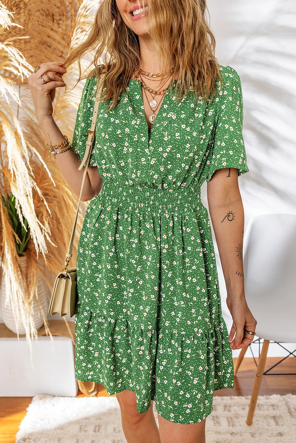 Rowena Green Floral Dress
