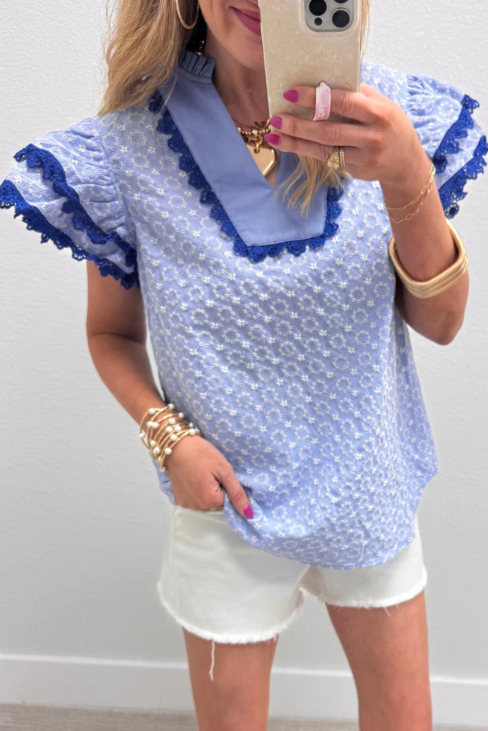 Celeste Eyelet Top