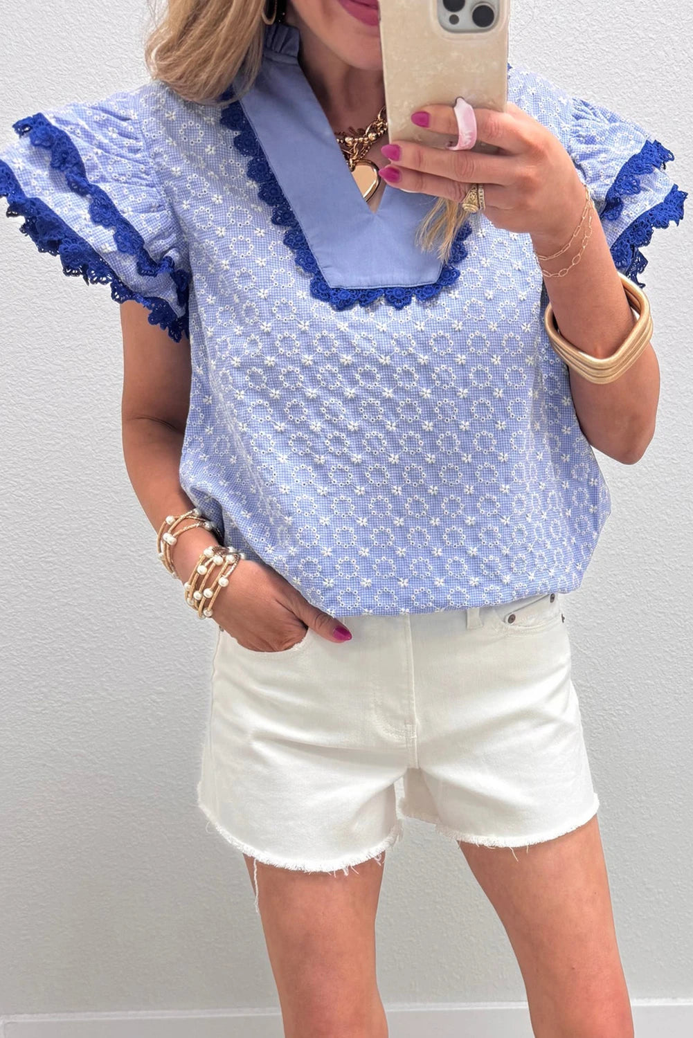 Celeste Eyelet Top