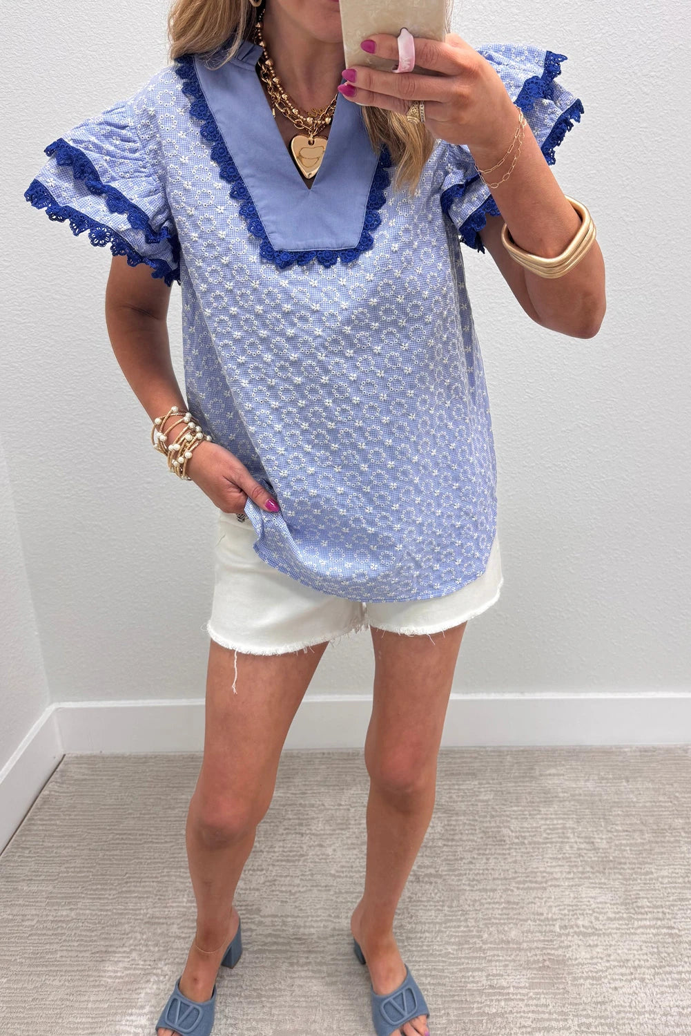 Celeste Eyelet Top
