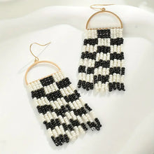 Cece Black and White Tassel Earrings