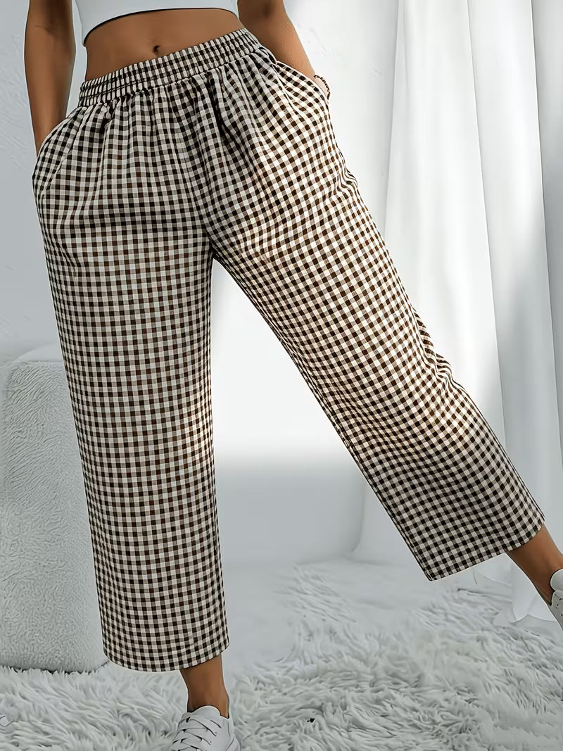 Coffee Date Plaid Pants in Curvy