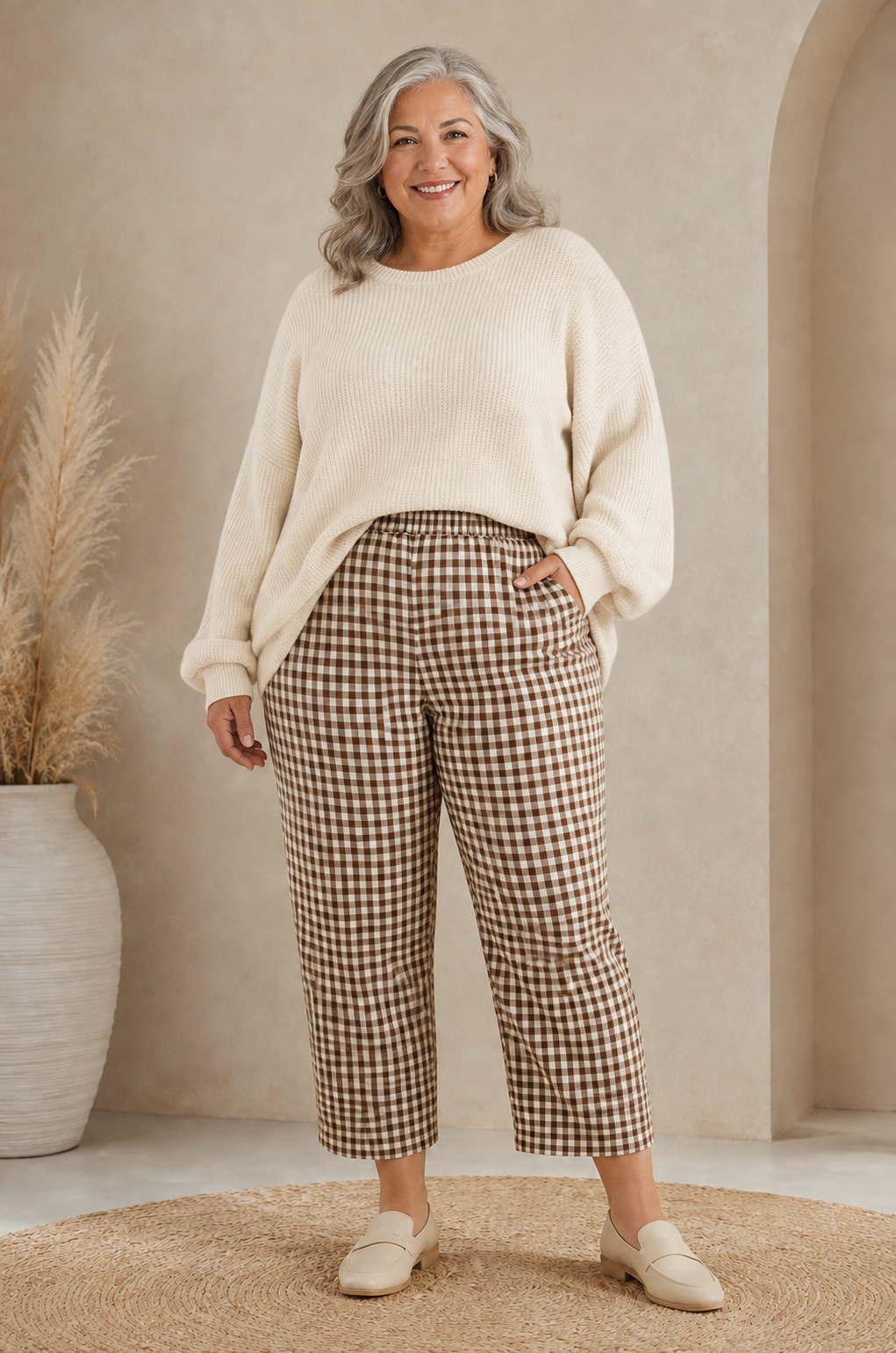 Coffee Date Plaid Pants in Curvy