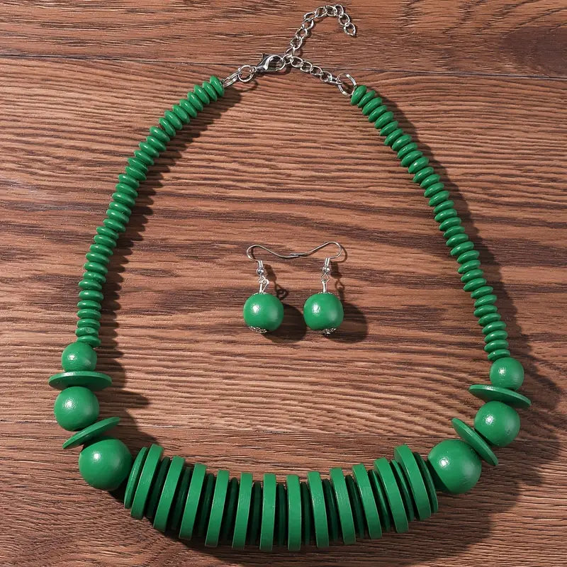 Cora Wooden Bead Necklace