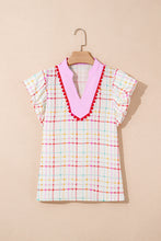 Cove Plaid Flutter Sleeve Blouse