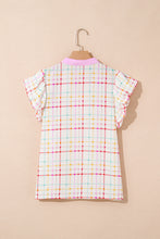 Cove Plaid Flutter Sleeve Blouse