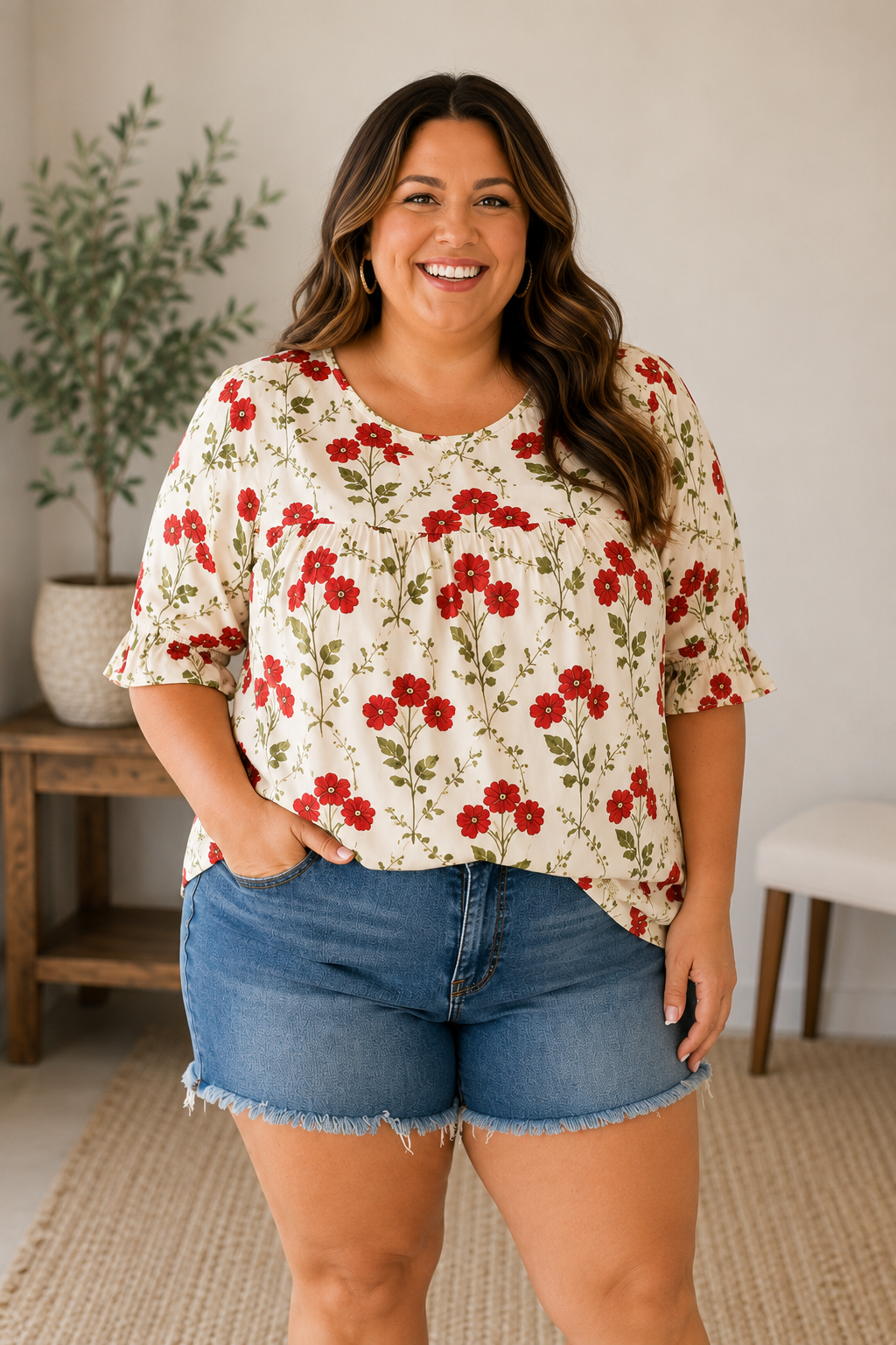 Crimson Garden Top in Curvy