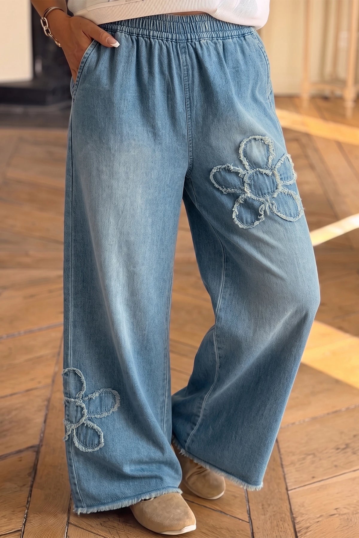 Savannah Frayed Floral Denim