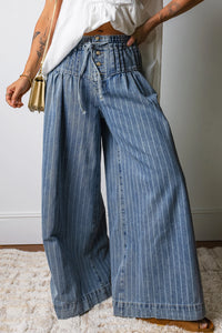 Dallas Anne Striped/Pleated Jeans