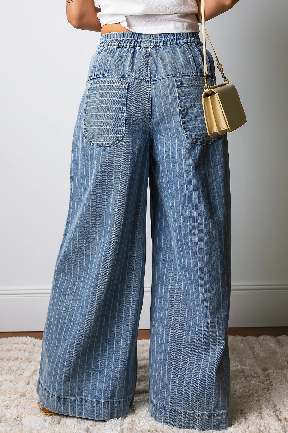 Dallas Anne Striped/Pleated Jeans