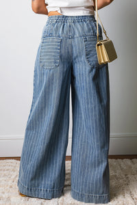 Dallas Anne Striped/Pleated Jeans
