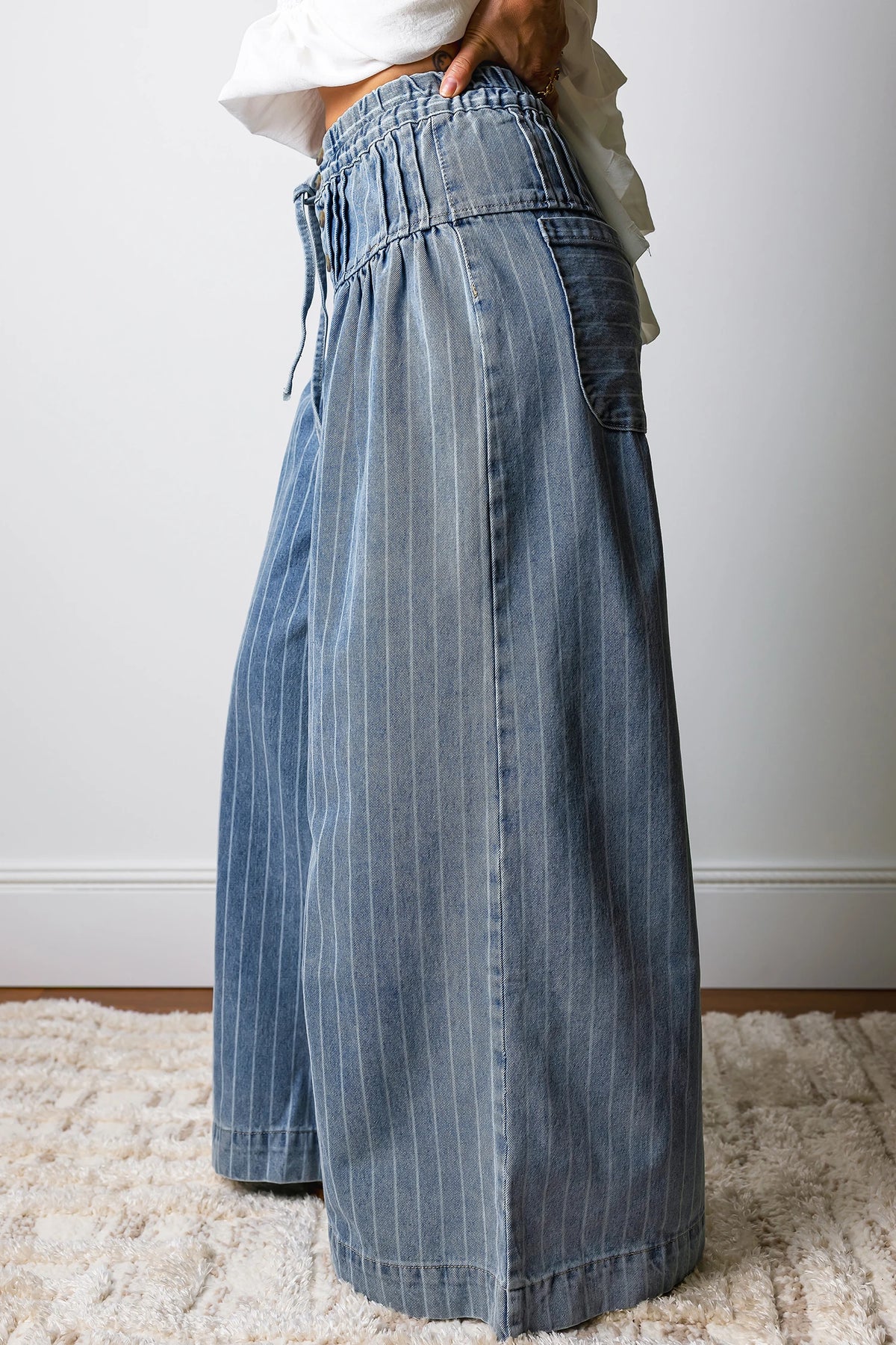 Dallas Anne Striped/Pleated Jeans