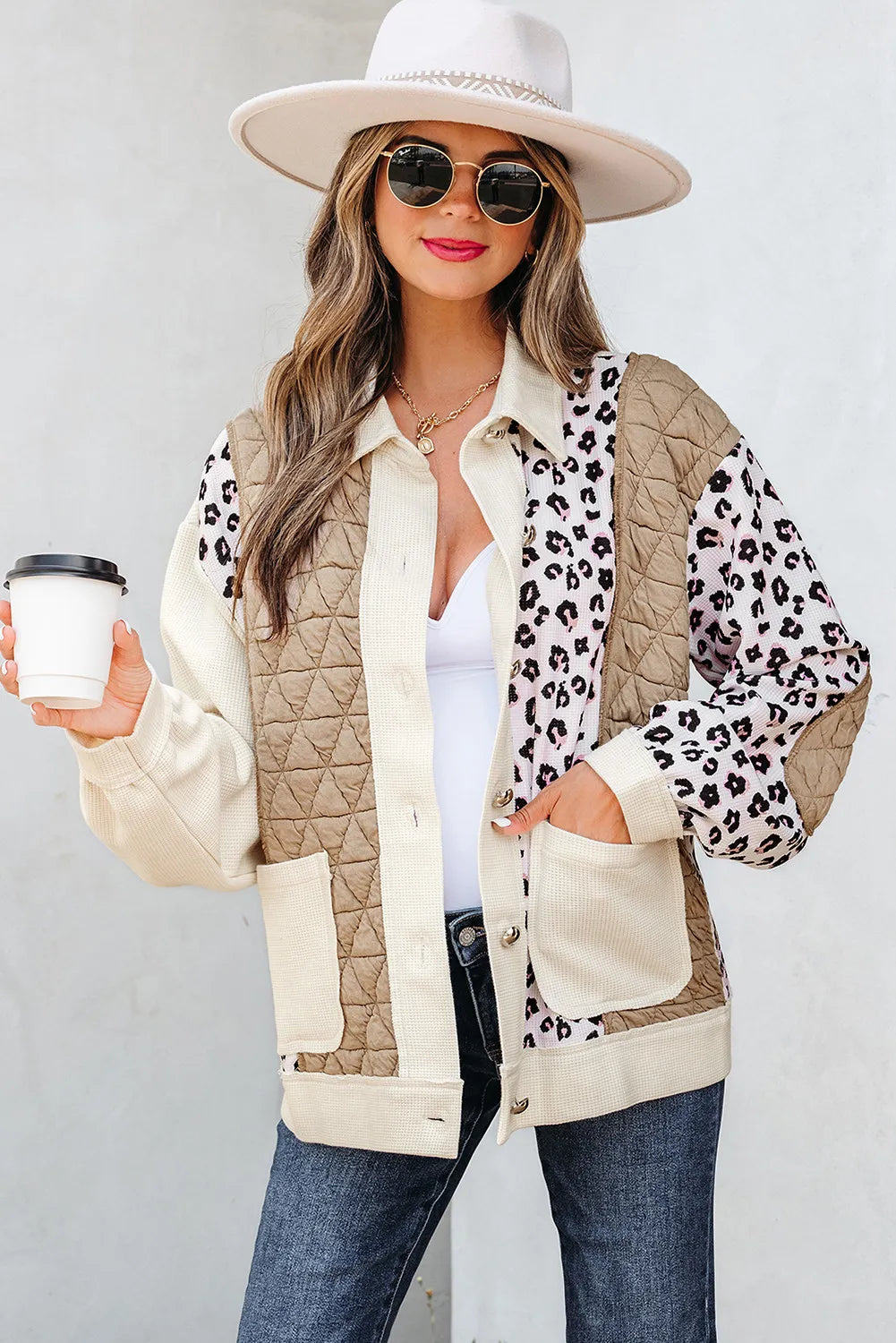 Darcy Leopard Waffle Quilted Jacket