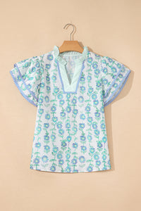 Della Green Floral Print Blouse