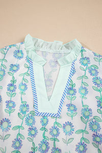 Della Green Floral Print Blouse