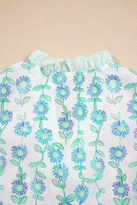 Della Green Floral Print Blouse