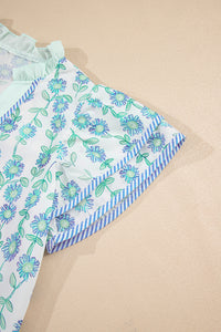 Della Green Floral Print Blouse