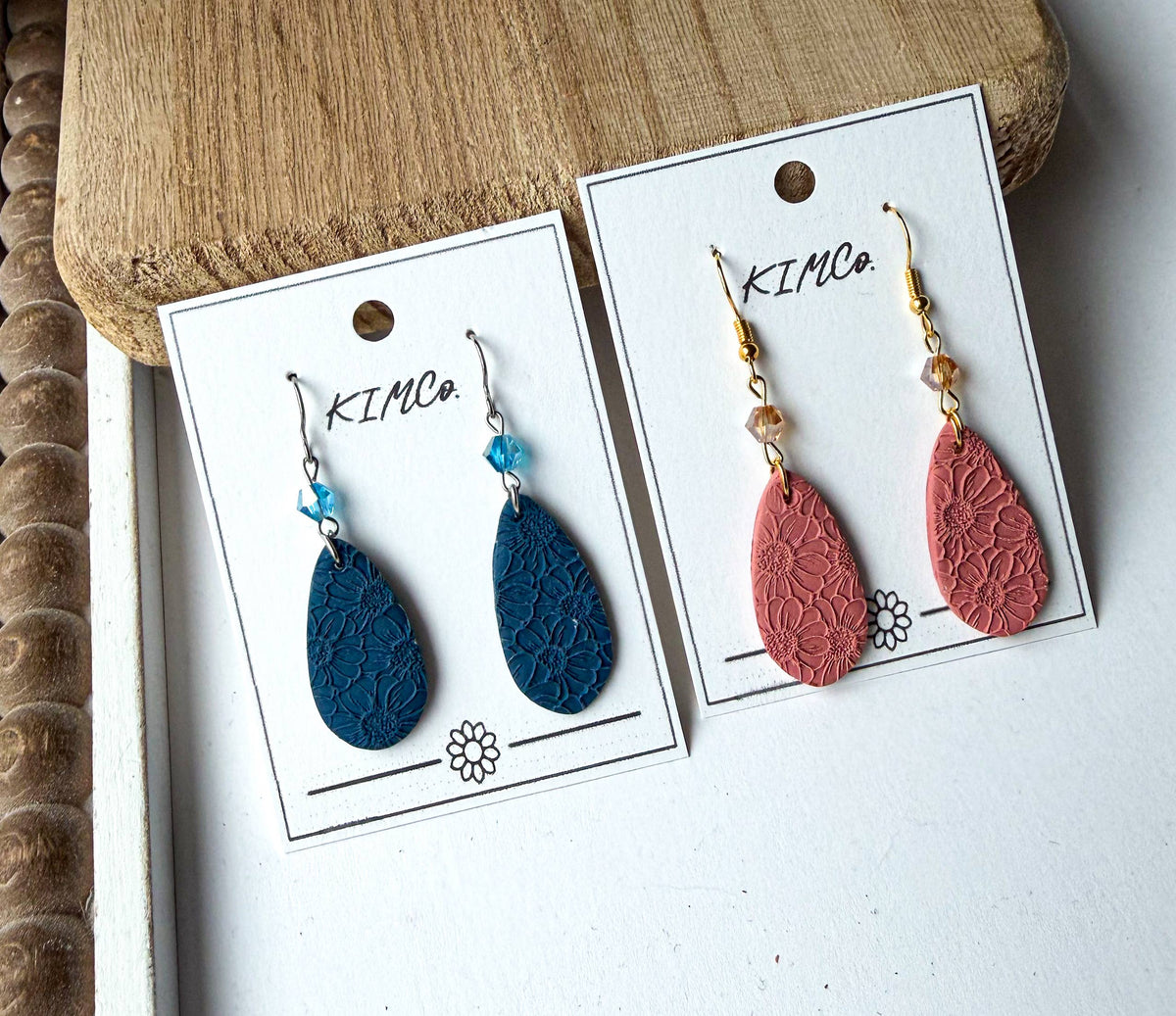 Flower Field Embossed Teardrop Earrings