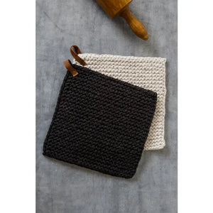 Knitted Pot Holders Black & Cream – Jones Burch