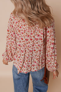 Florence Red Floral Puff Sleeve Blouse