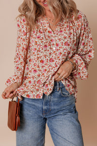 Florence Red Floral Puff Sleeve Blouse