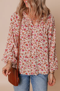 Florence Red Floral Puff Sleeve Blouse