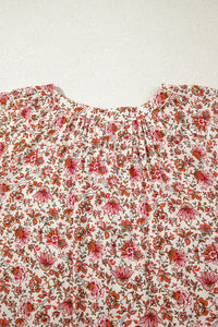 Florence Red Floral Puff Sleeve Blouse